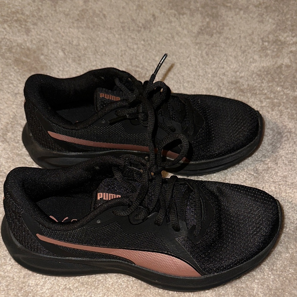 Puma Black Sneakers with Pink Highlights